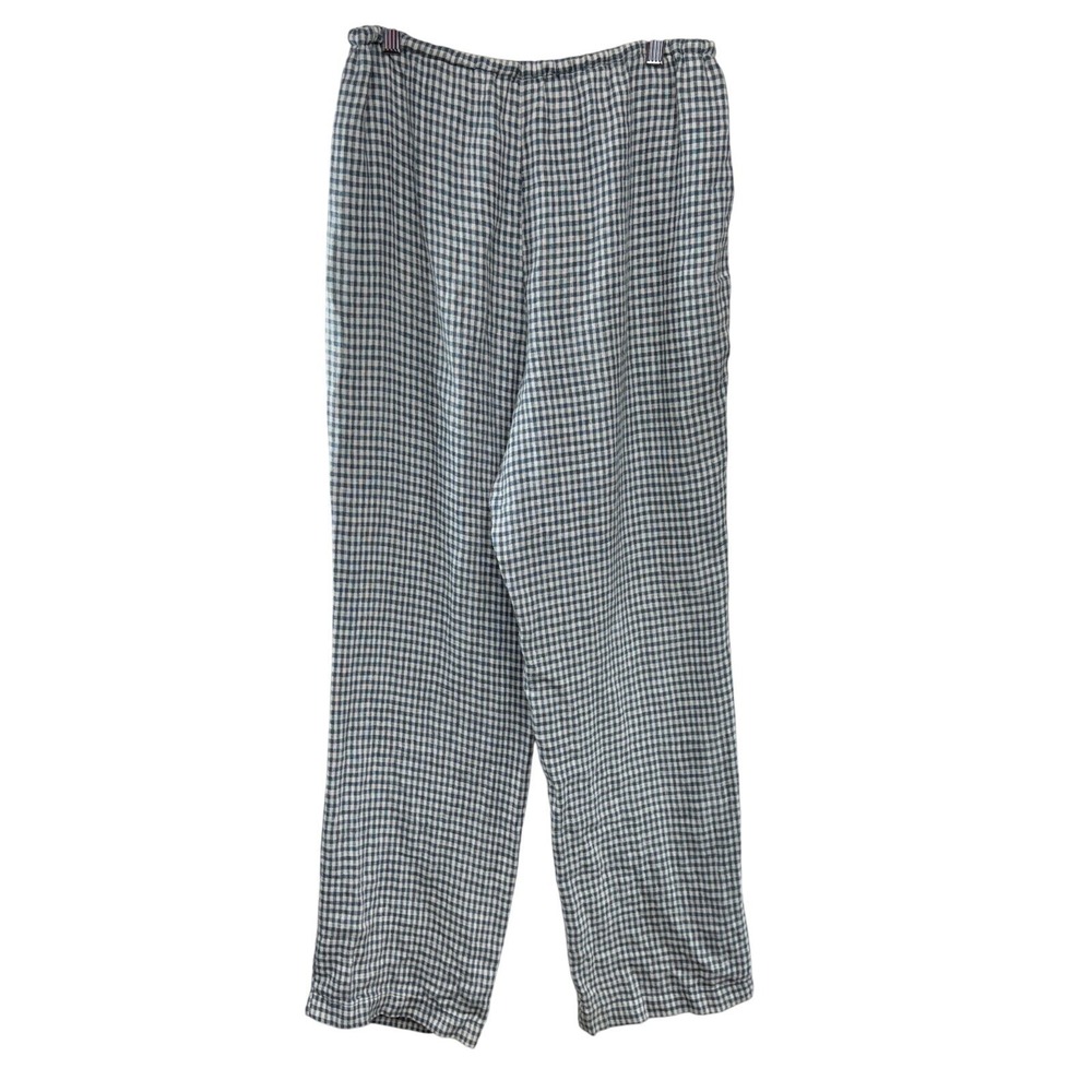 Reformation Blue White Gingham 100% Linen Wide Leg Drawstring Pants Womens Large - Picture 4 of 8